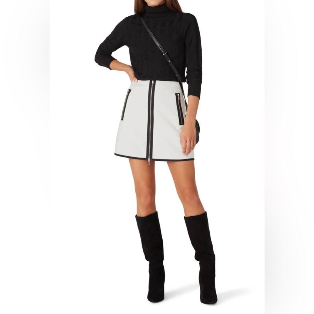 KF/KaufmanFranco Collective white scuba exposed front zipper mini skirt WOMENS 4